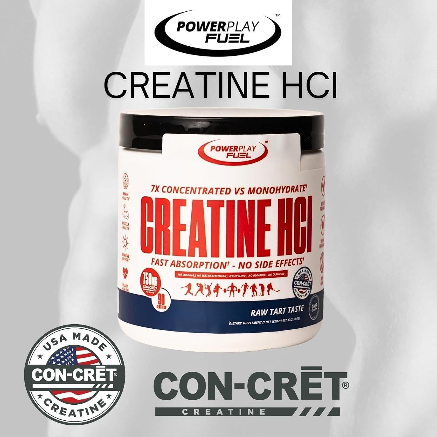 Creatina HCl en polvo PowerPlay Fuel - 90 porciones, sabor ácido