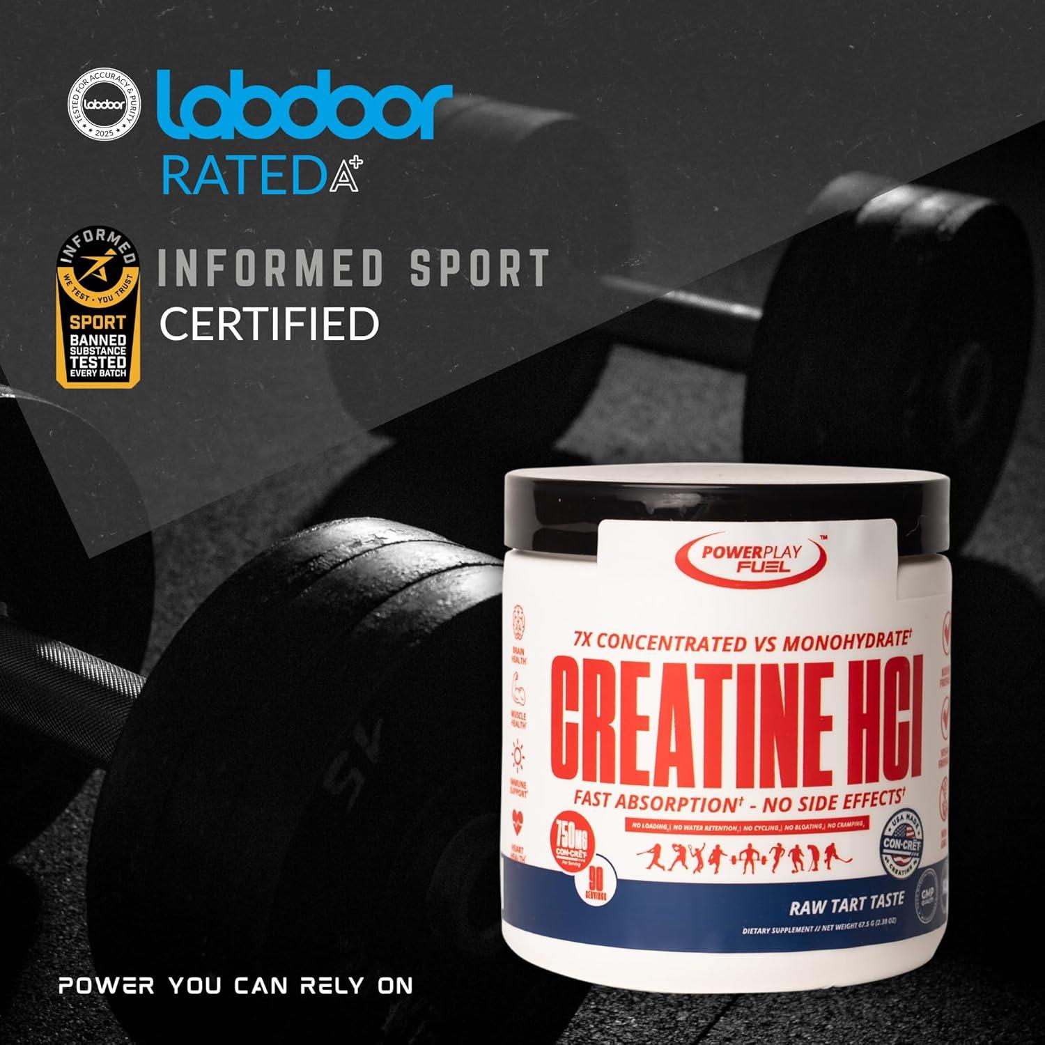 Creatina HCl en polvo PowerPlay Fuel - 90 porciones, sabor ácido