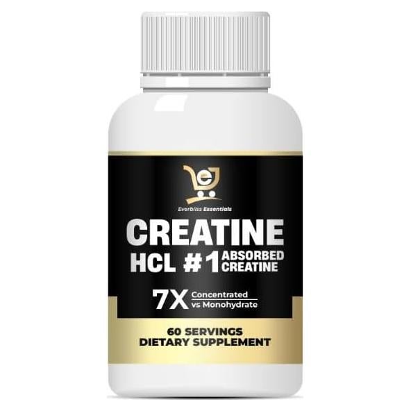 Creatina HCL 750mg Everbliss - Suplemento Vegano 60 Cápsulas