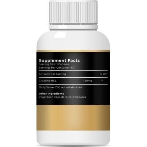 Creatina HCL 750mg Everbliss - Suplemento Vegano 60 Cápsulas