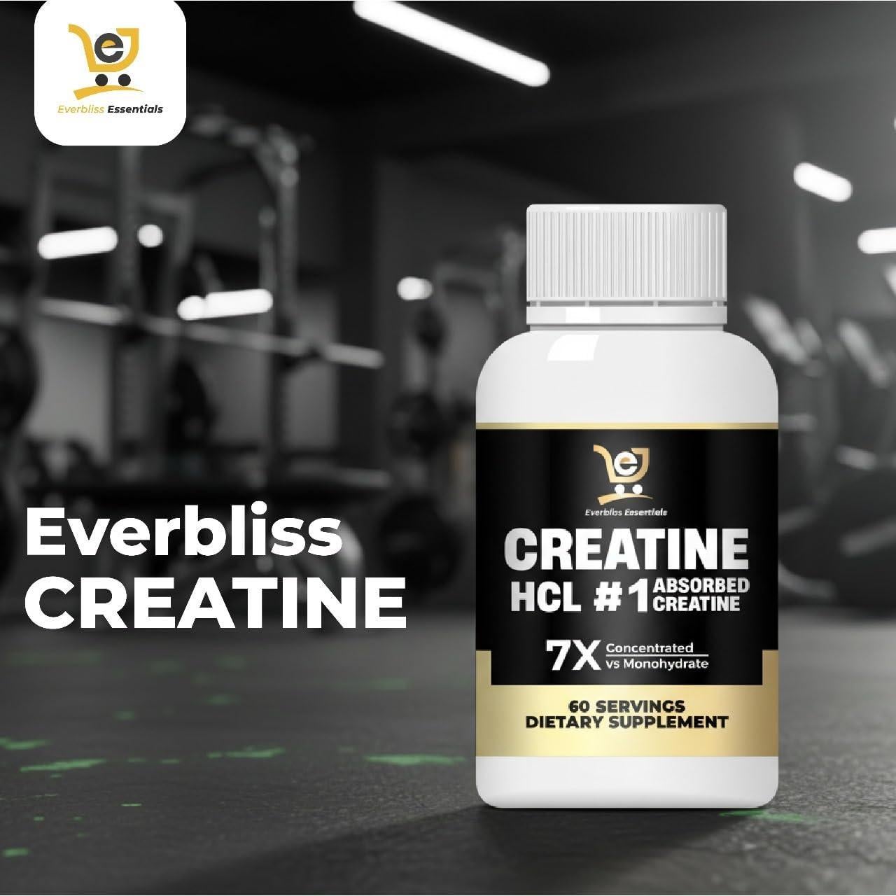 Creatina HCL 750mg Everbliss - Suplemento Vegano 60 Cápsulas
