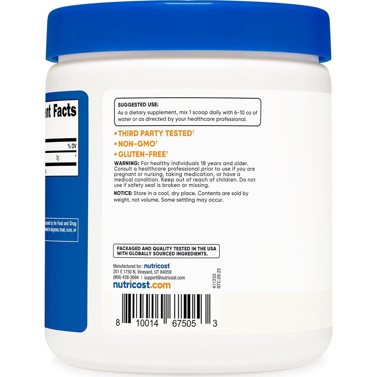 L-Citrulina Malato 2:1 Nutricost 300g Sin Sabor