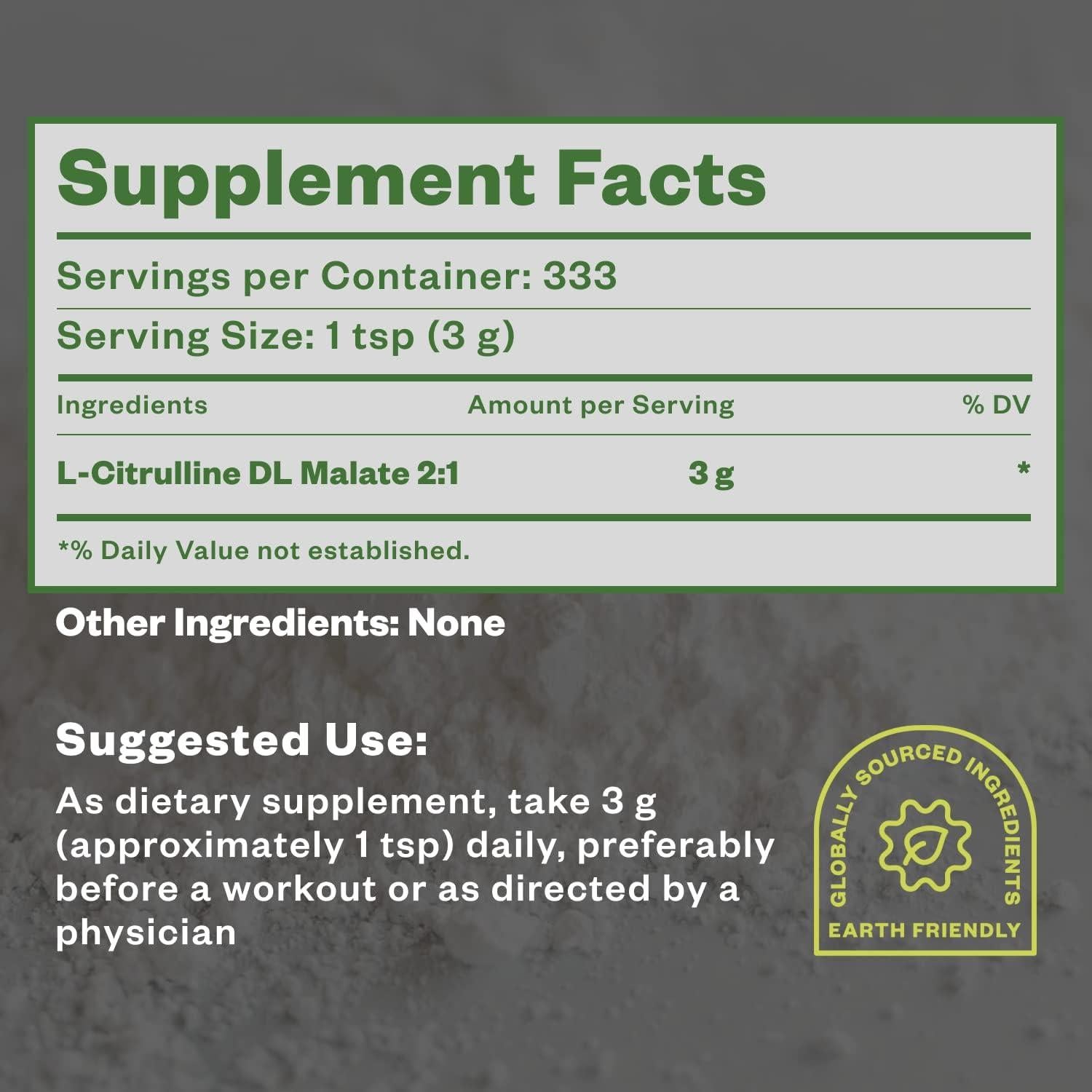 Purisure Citrulina Malato 2:1 Polvo 1 kg - Suplemento Pre-Entrenamiento