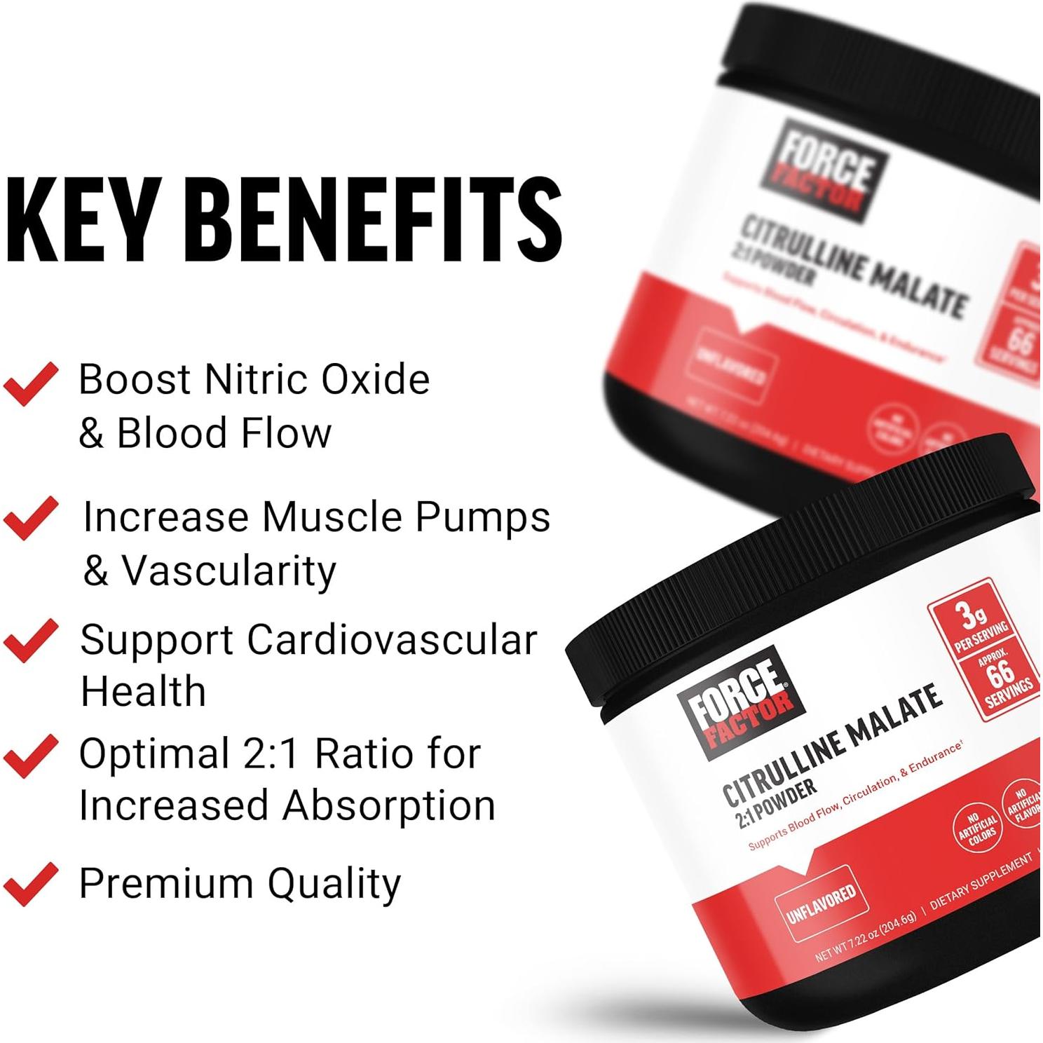 Suplemento L-Citrulina Malato 2:1 Force Factor en Polvo 226g