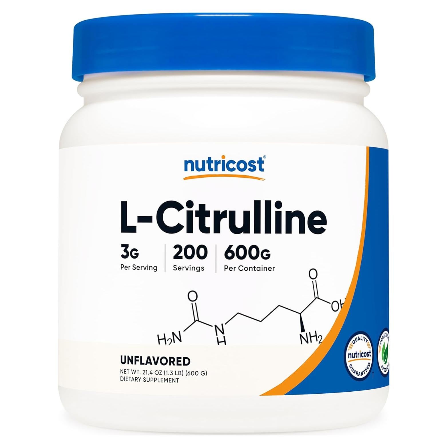 Nutricost L-Citrulina Pura en Polvo 600g Sin OGM y Gluten