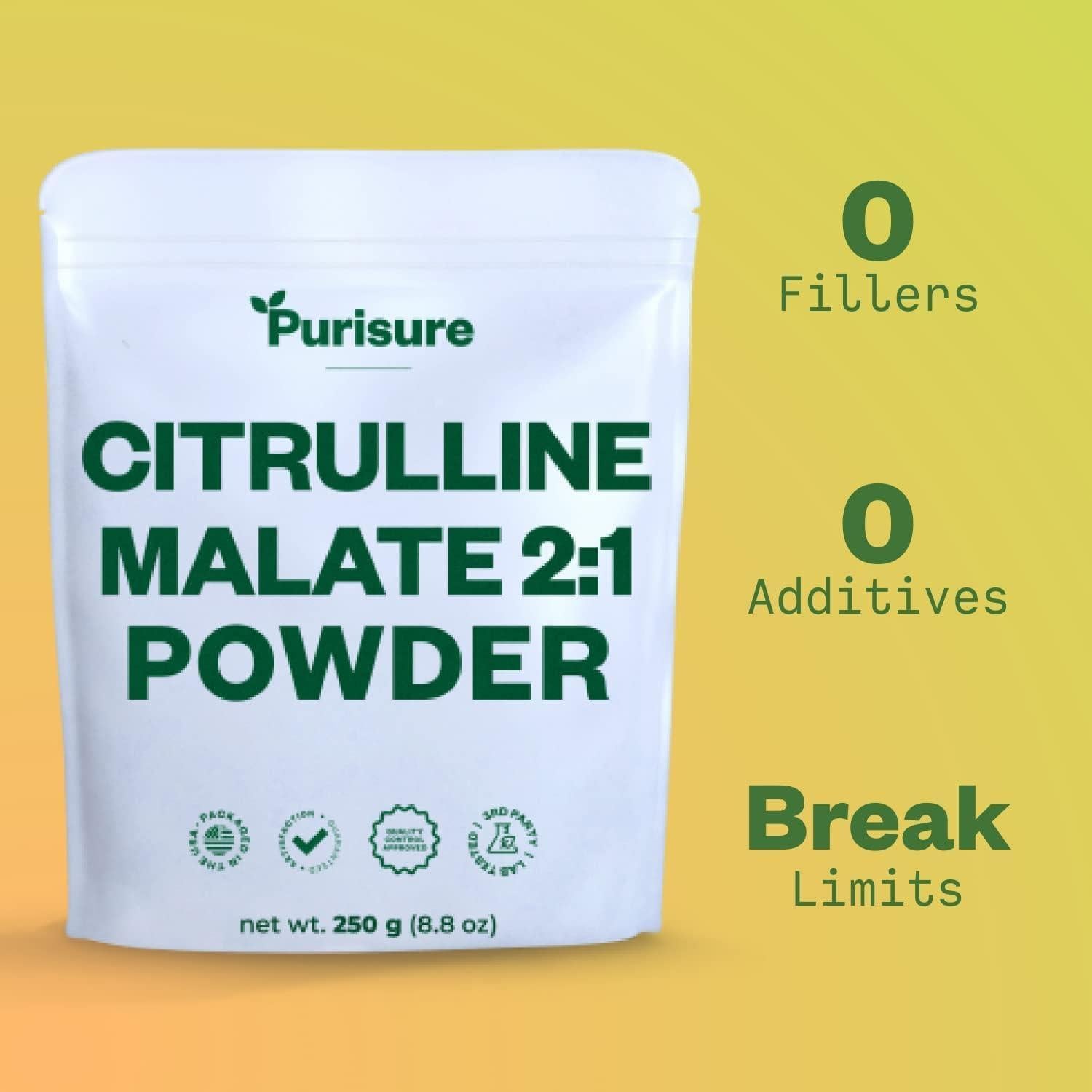 Purisure L-Citrulina Malato 250g - Suplemento Pre-Entrenamiento