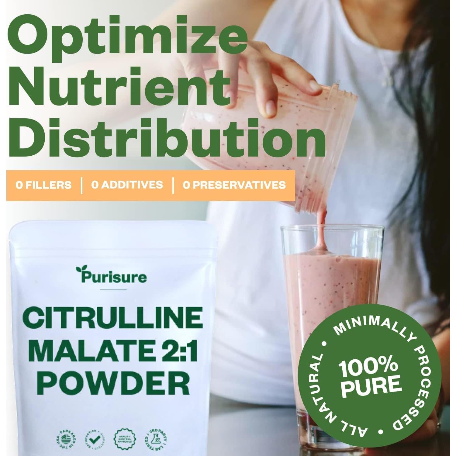 Purisure L-Citrulina Malato 250g - Suplemento Pre-Entrenamiento