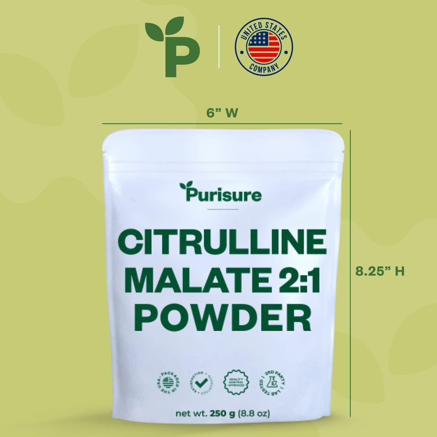 Purisure L-Citrulina Malato 250g - Suplemento Pre-Entrenamiento
