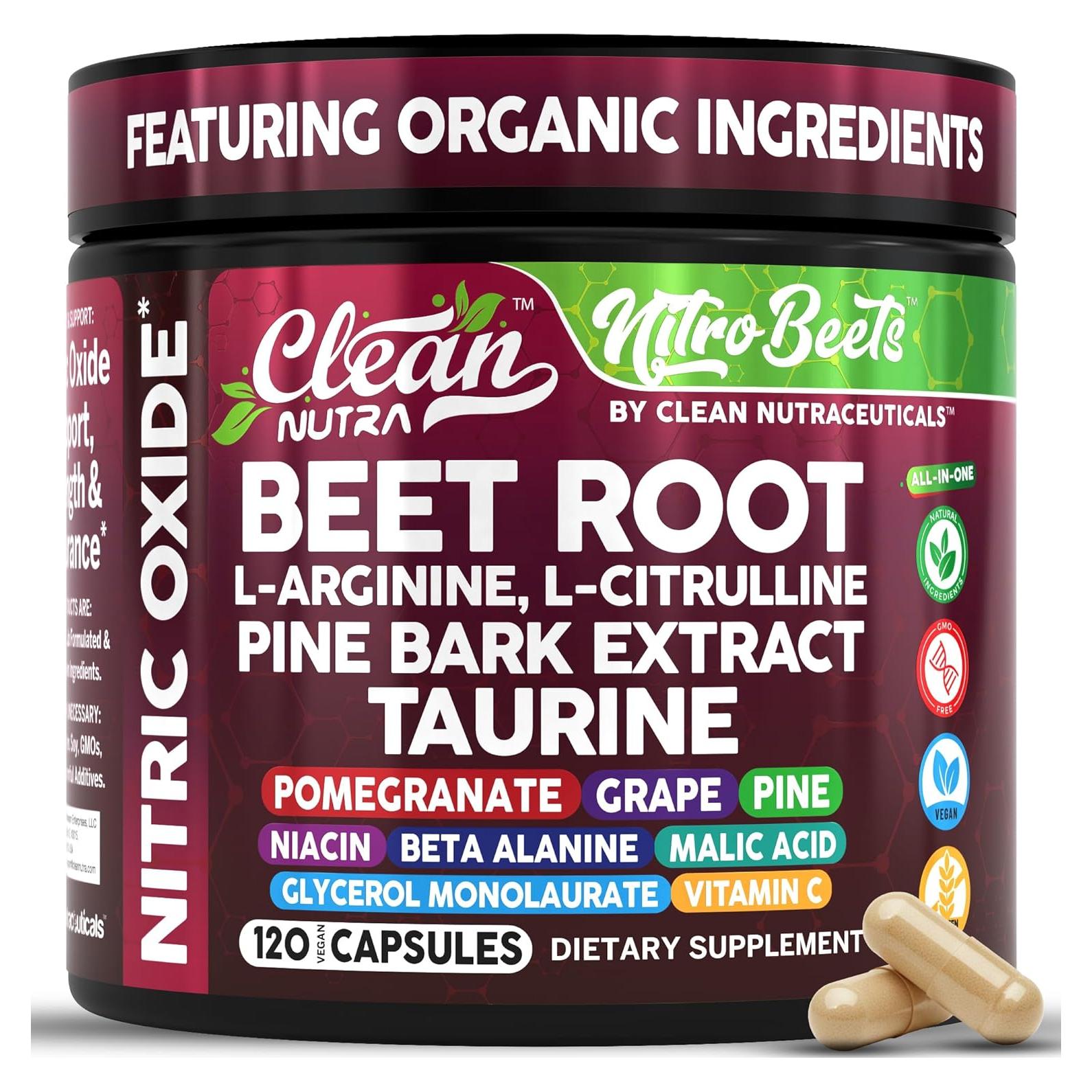 Cápsulas de Remolacha Orgánica Clean Nutra - 120 Unidades