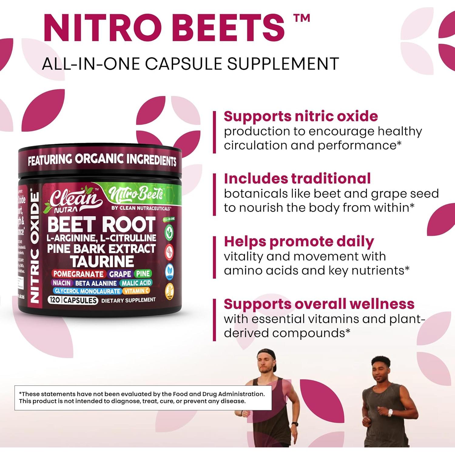 Cápsulas de Remolacha Orgánica Clean Nutra - 120 Unidades