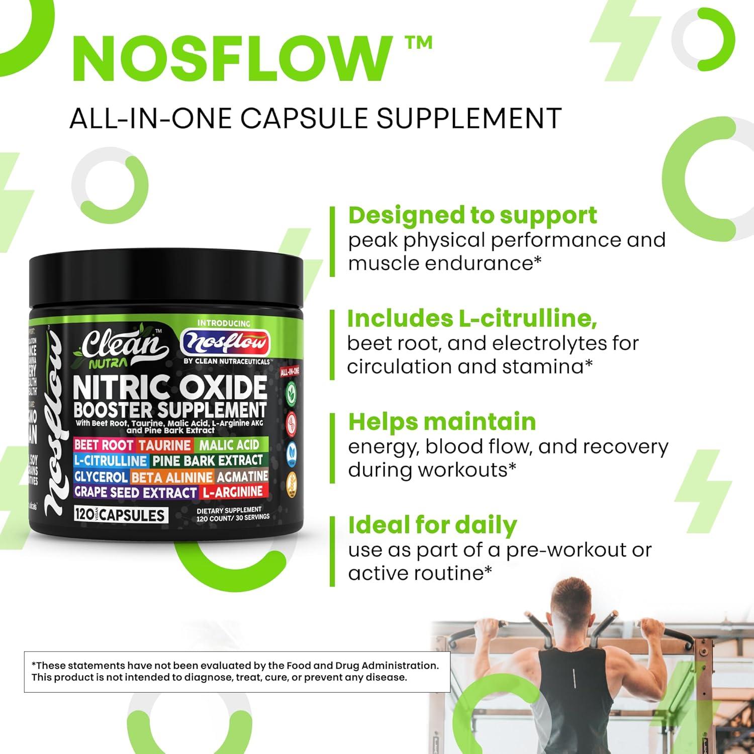 Suplemento Óxido Nítrico NosFlow Clean Nutra 45g Raíz Remolacha