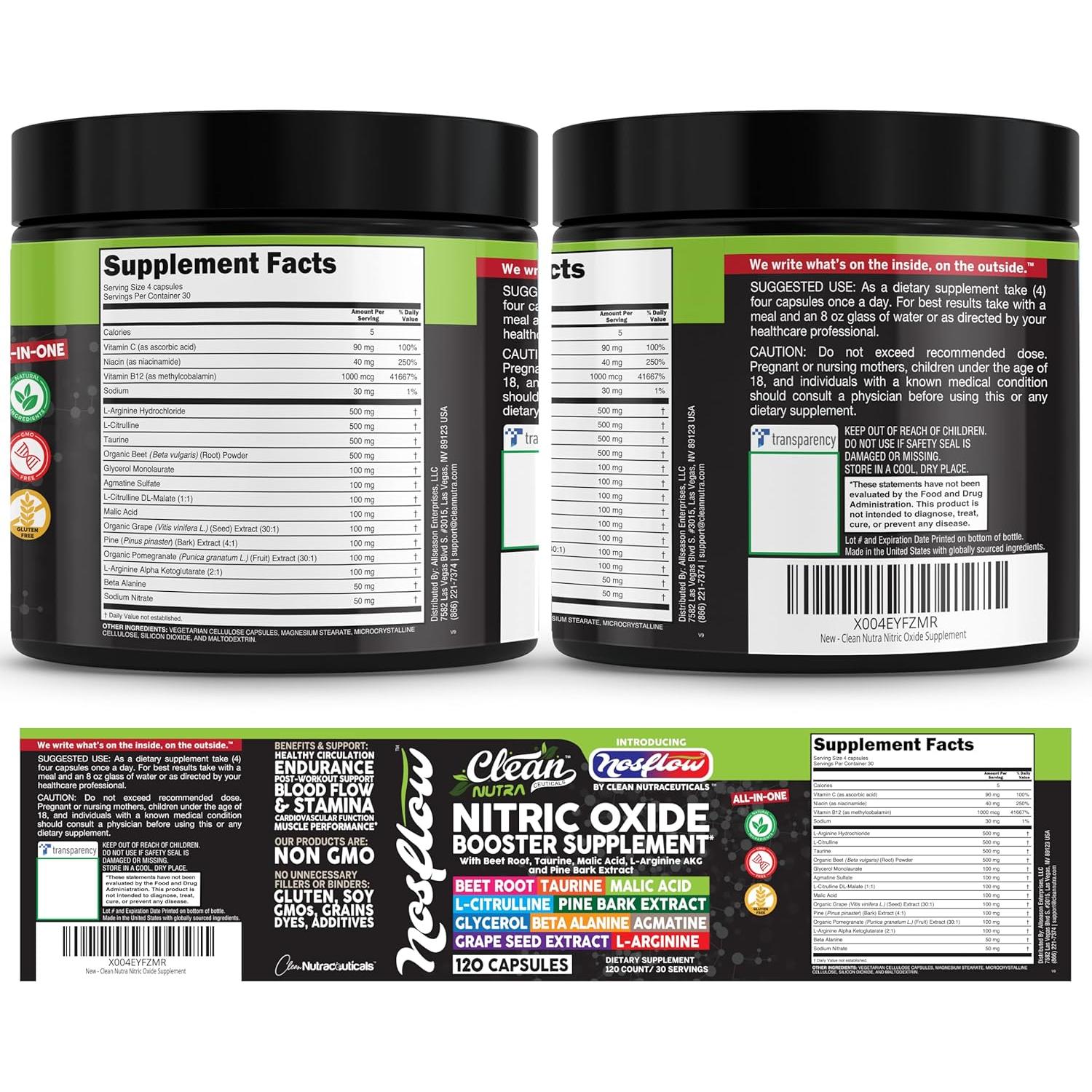 Suplemento Óxido Nítrico NosFlow Clean Nutra 45g Raíz Remolacha