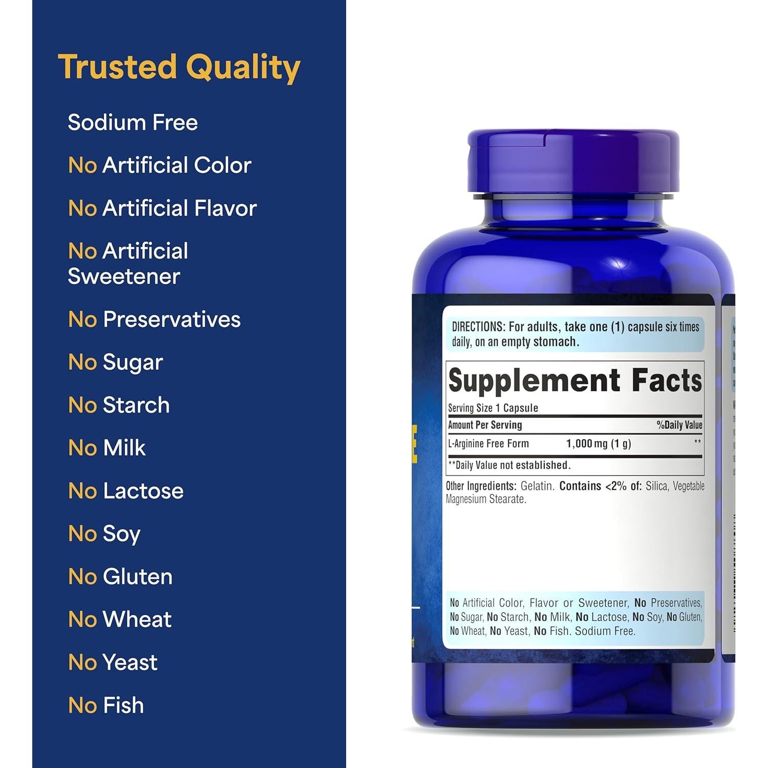 Cápsulas de L-Arginina 1000 mg Puritan's Pride 100 Unidades