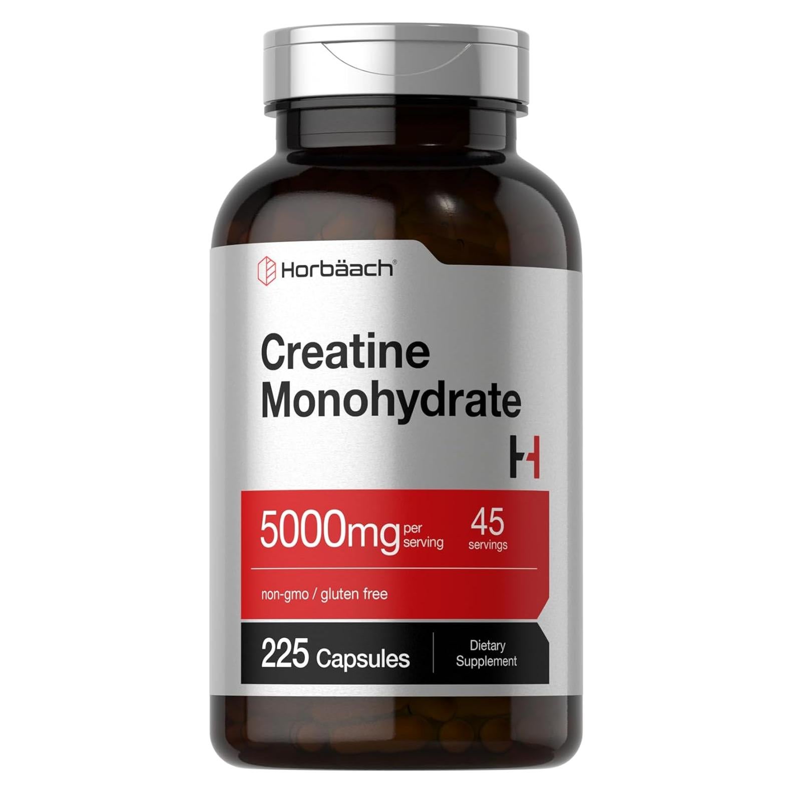 Creatina Monohidratada Horbaach 5g 225 Cápsulas Suplemento