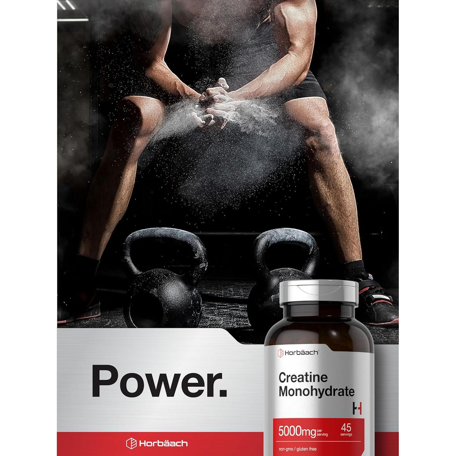 Creatina Monohidratada Horbaach 5g 225 Cápsulas Suplemento