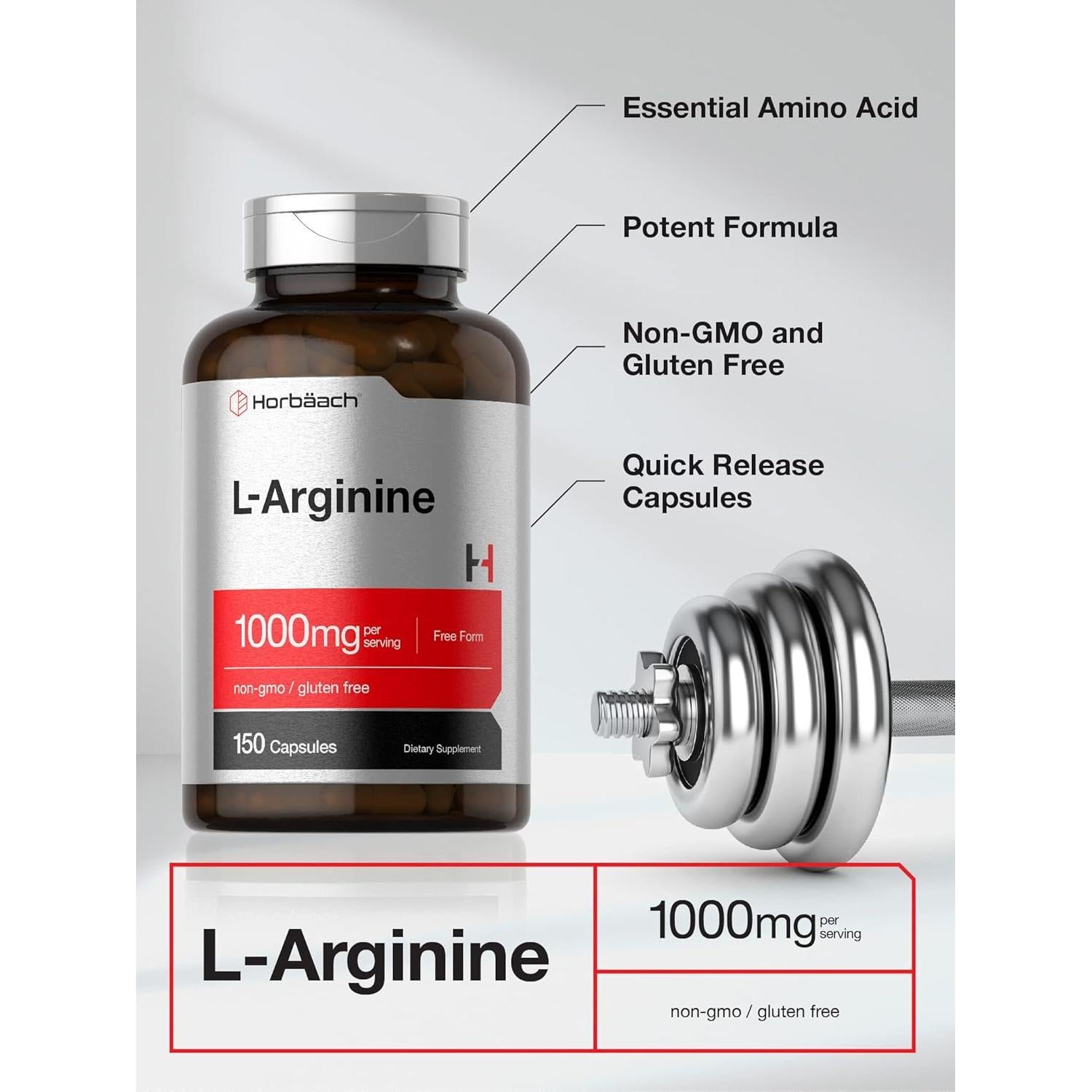 Cápsulas L-Arginina Horbäach 1000mg - 150 Píldoras Sin OGM