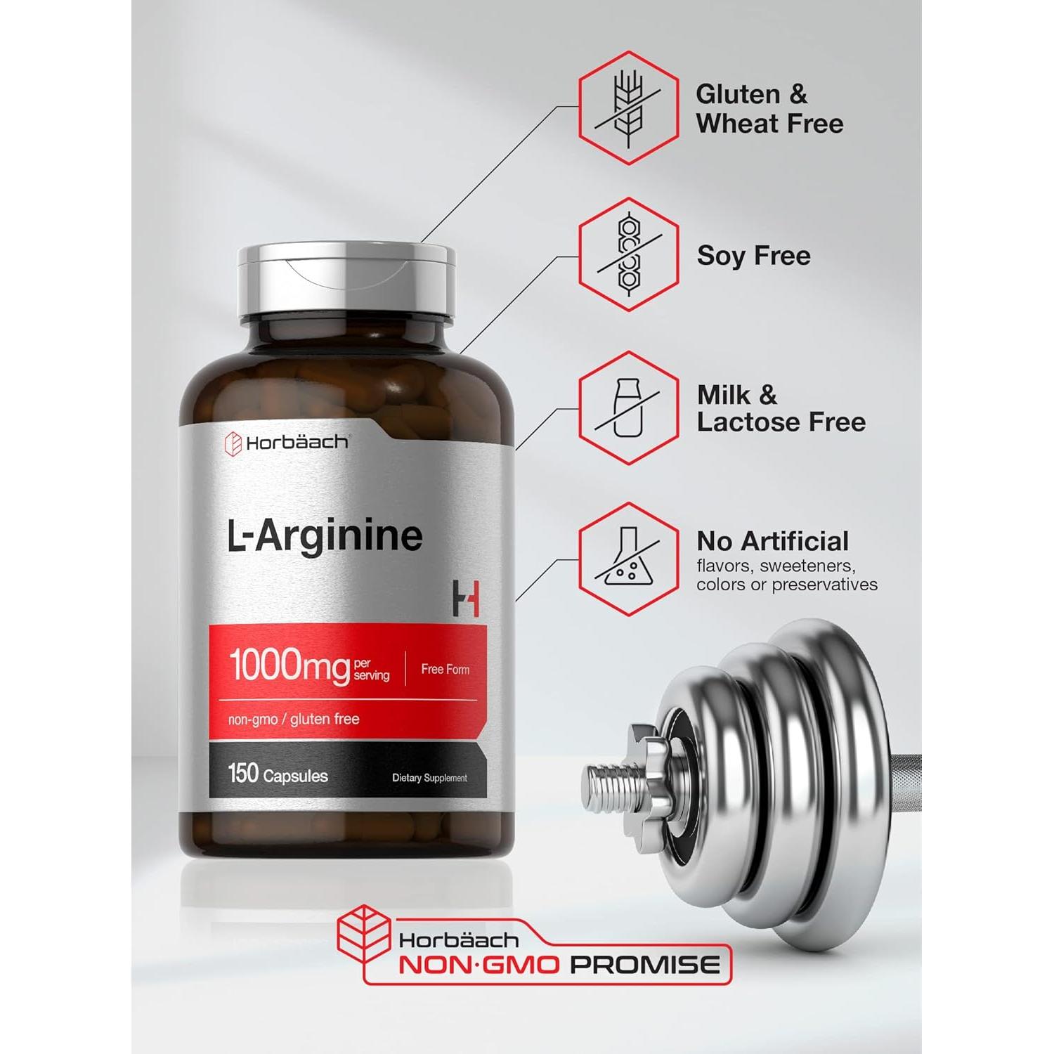 Cápsulas L-Arginina Horbäach 1000mg - 150 Píldoras Sin OGM