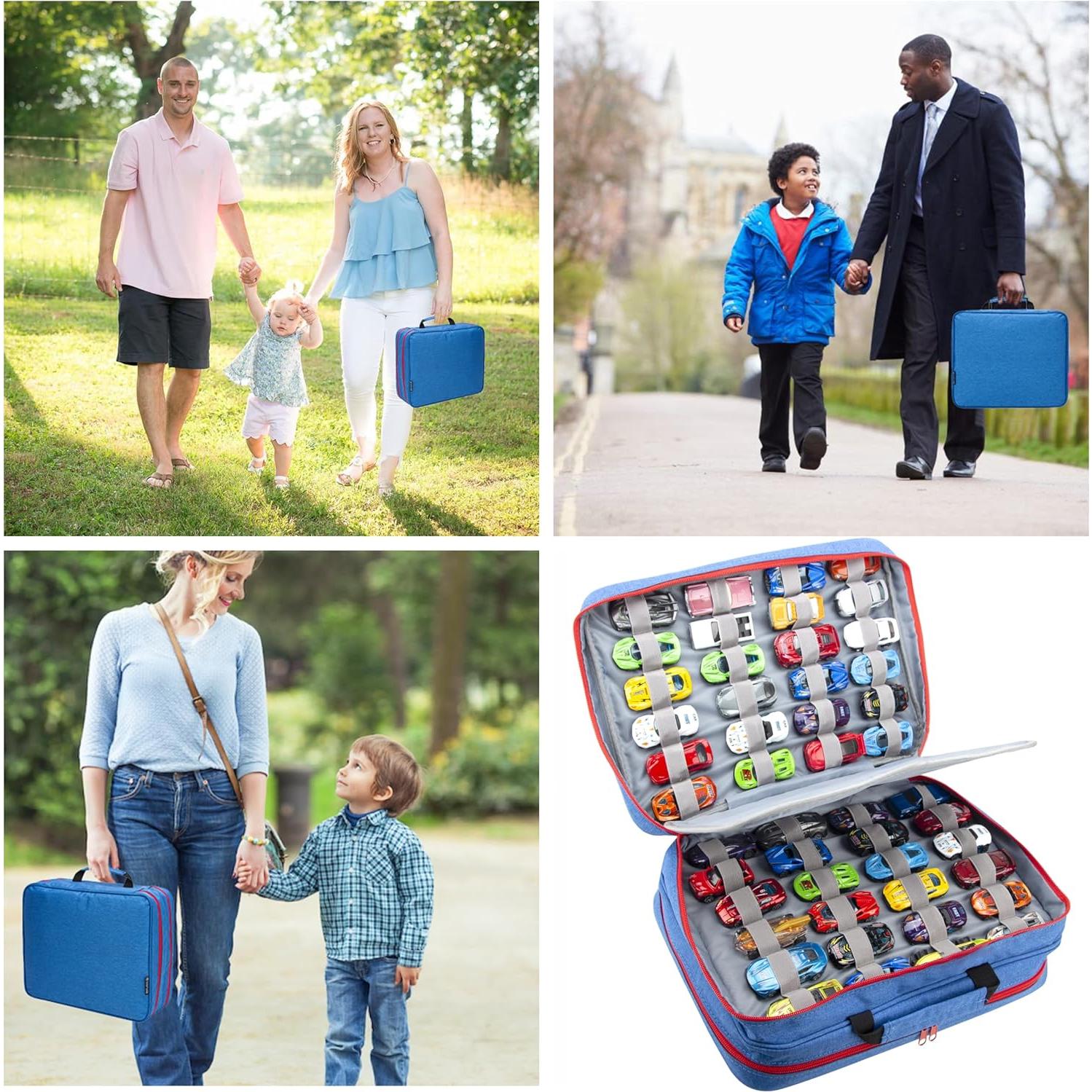 Estuche KISLANE para 96 Coches de Juguete Azul