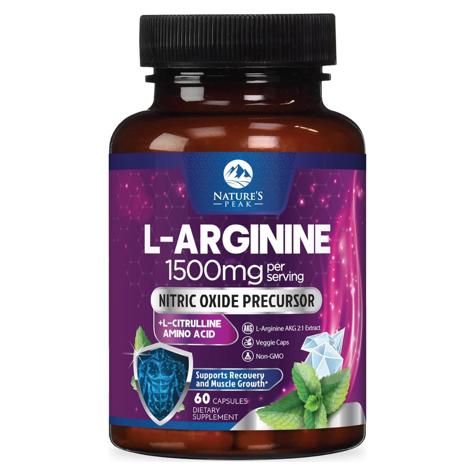 Suplemento L-Arginina 1000mg Nature's Peak - 60 Cápsulas