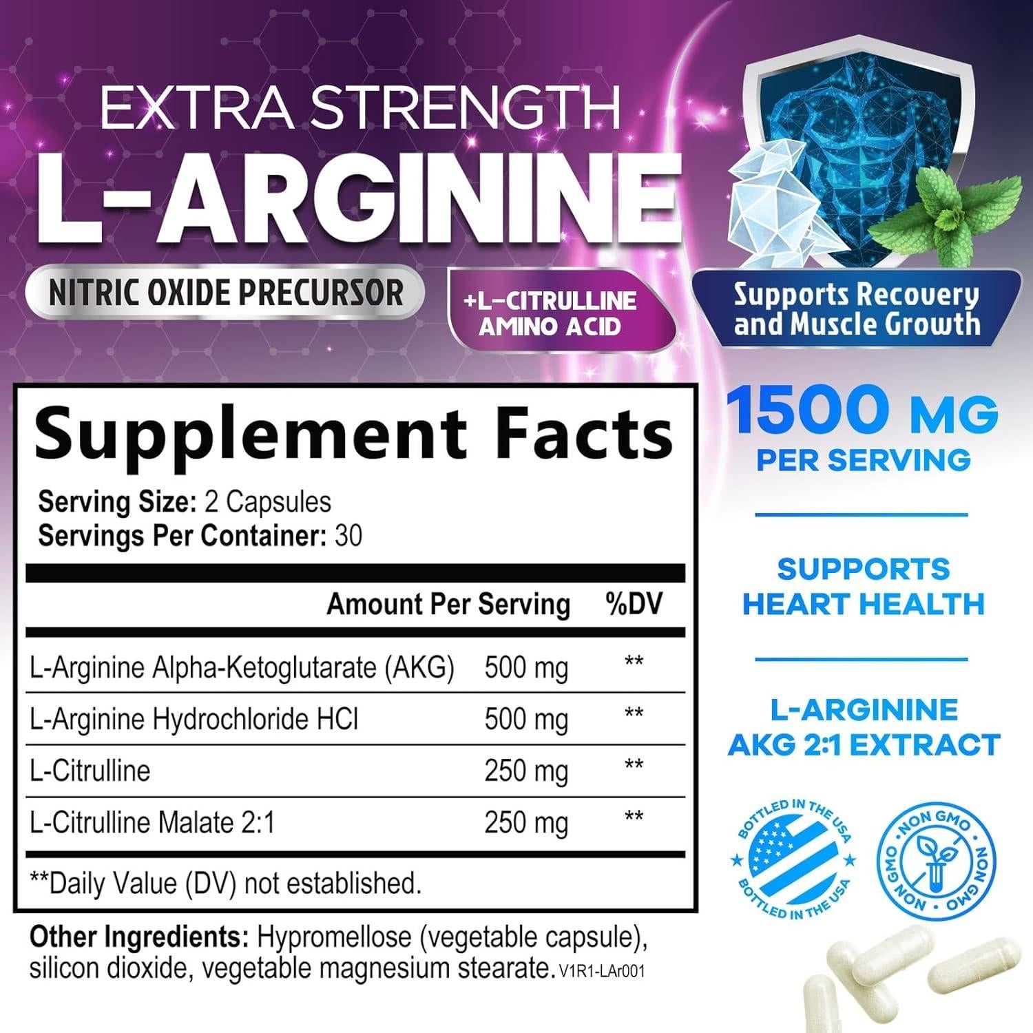 Suplemento L-Arginina 1000mg Nature's Peak - 60 Cápsulas