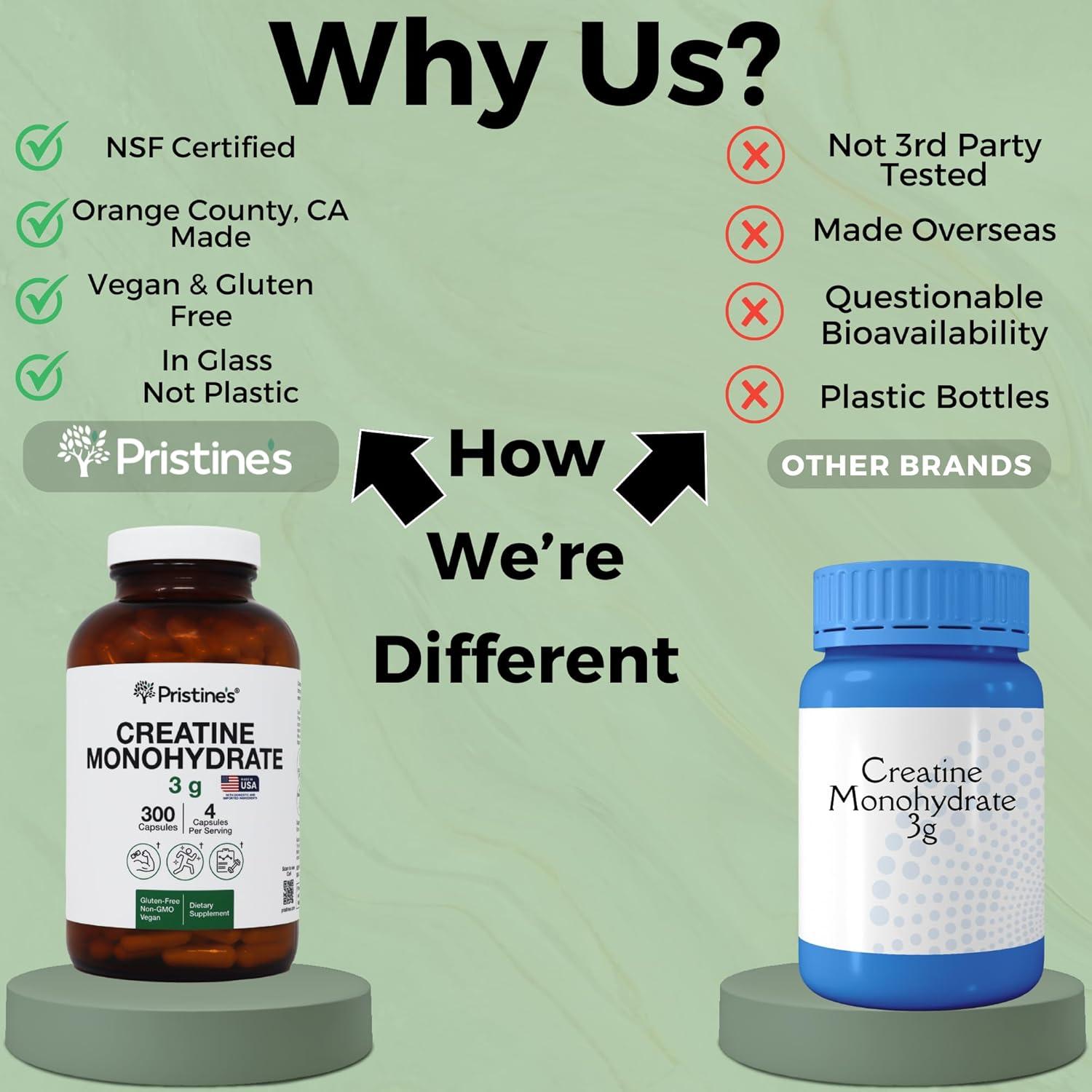 Cápsulas de Creatina Monohidratada PRISTINE 3000mg - 75 Días