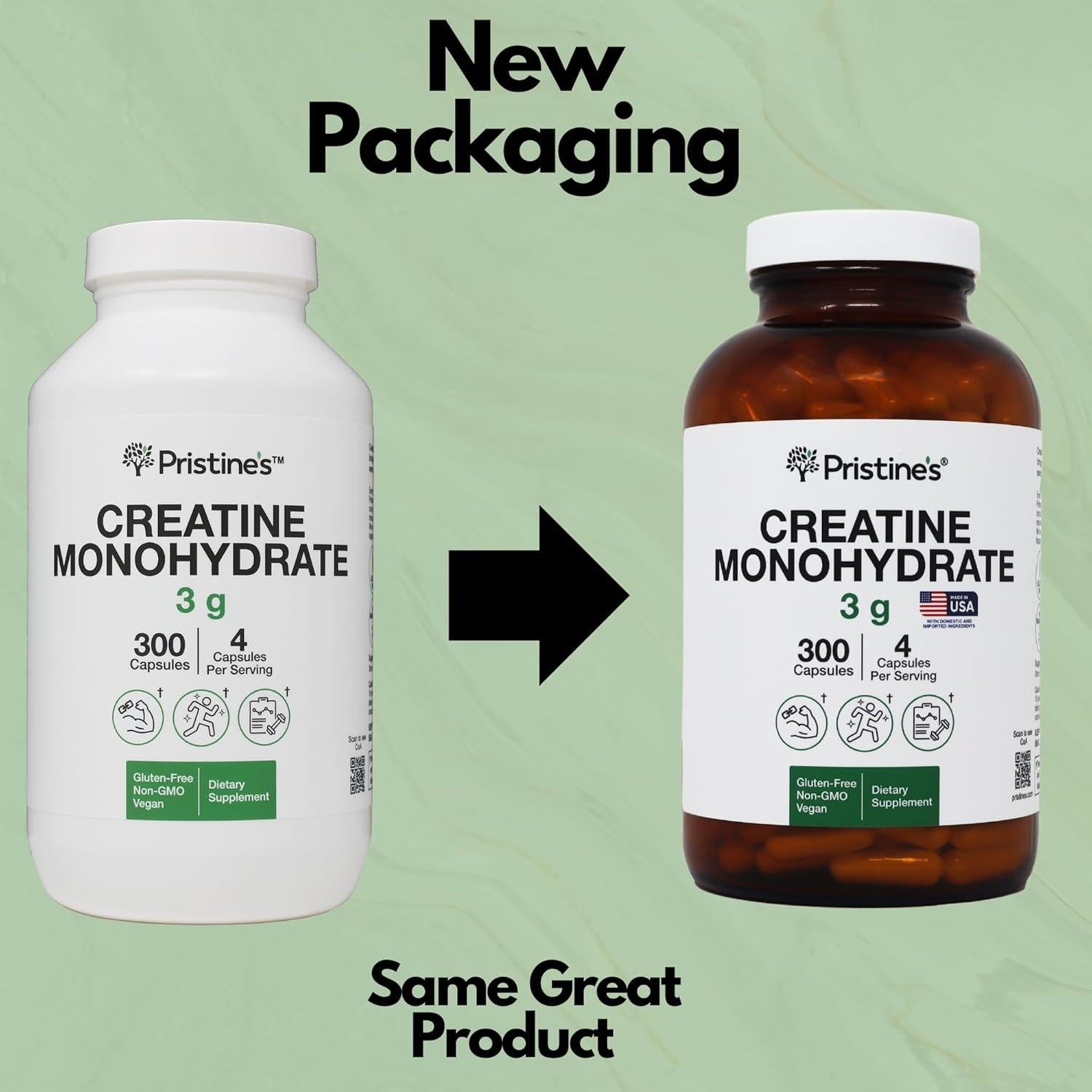 Cápsulas de Creatina Monohidratada PRISTINE 3000mg - 75 Días