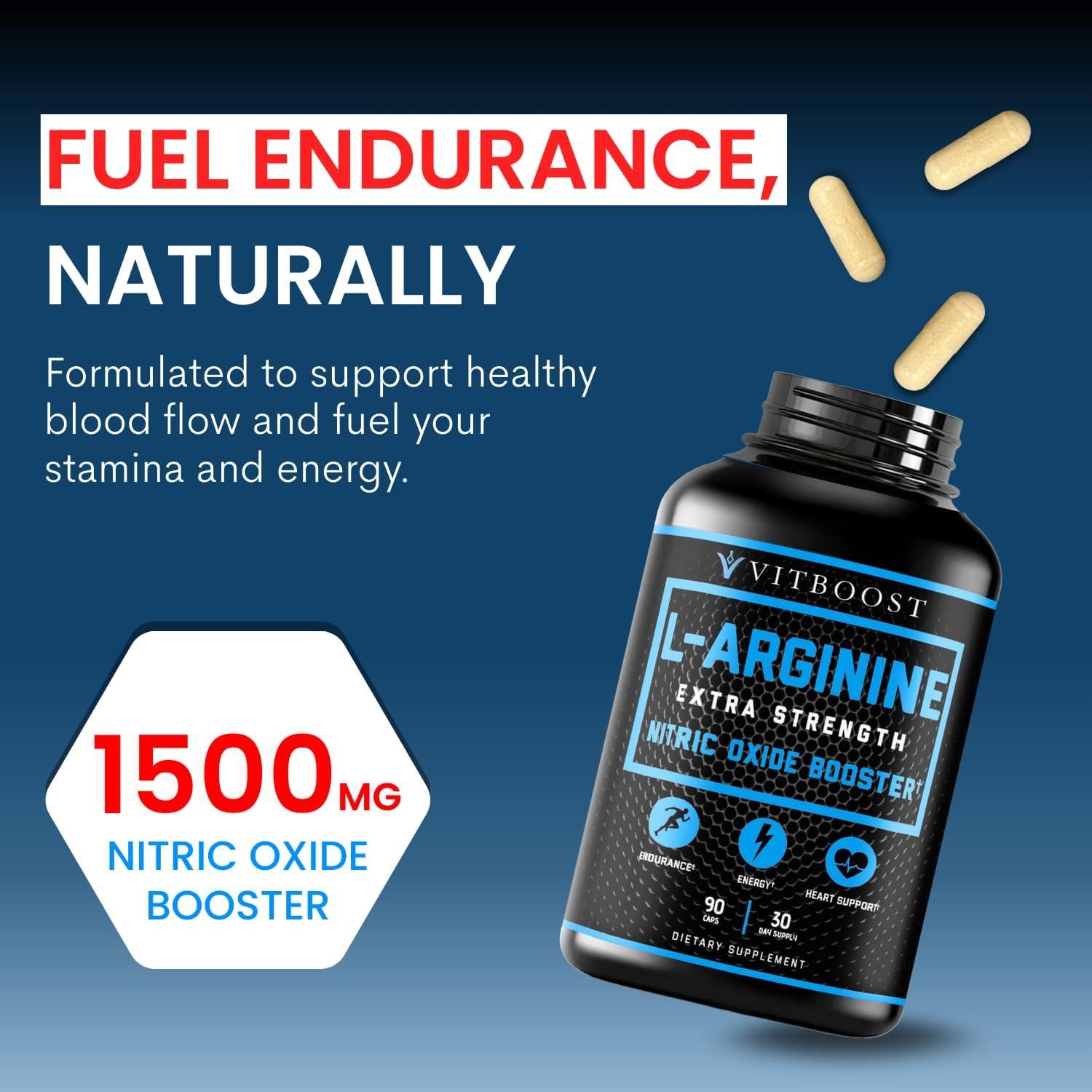 Cápsulas L-Arginina 1500mg VitBoost - Suplemento Energético 30 Días