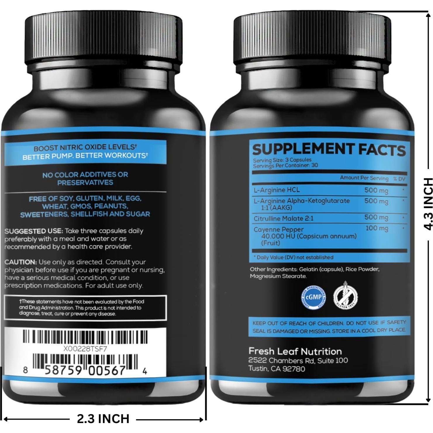 Cápsulas L-Arginina 1500mg VitBoost - Suplemento Energético 30 Días