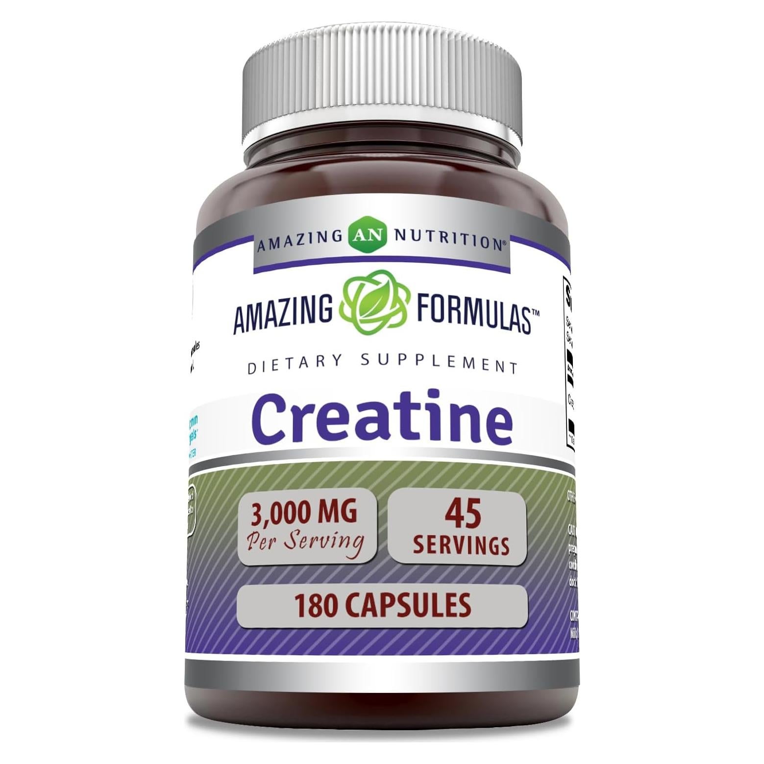 Creatina Monohidratada 3000 mg Nutrición Asombrosa 180 Cápsulas