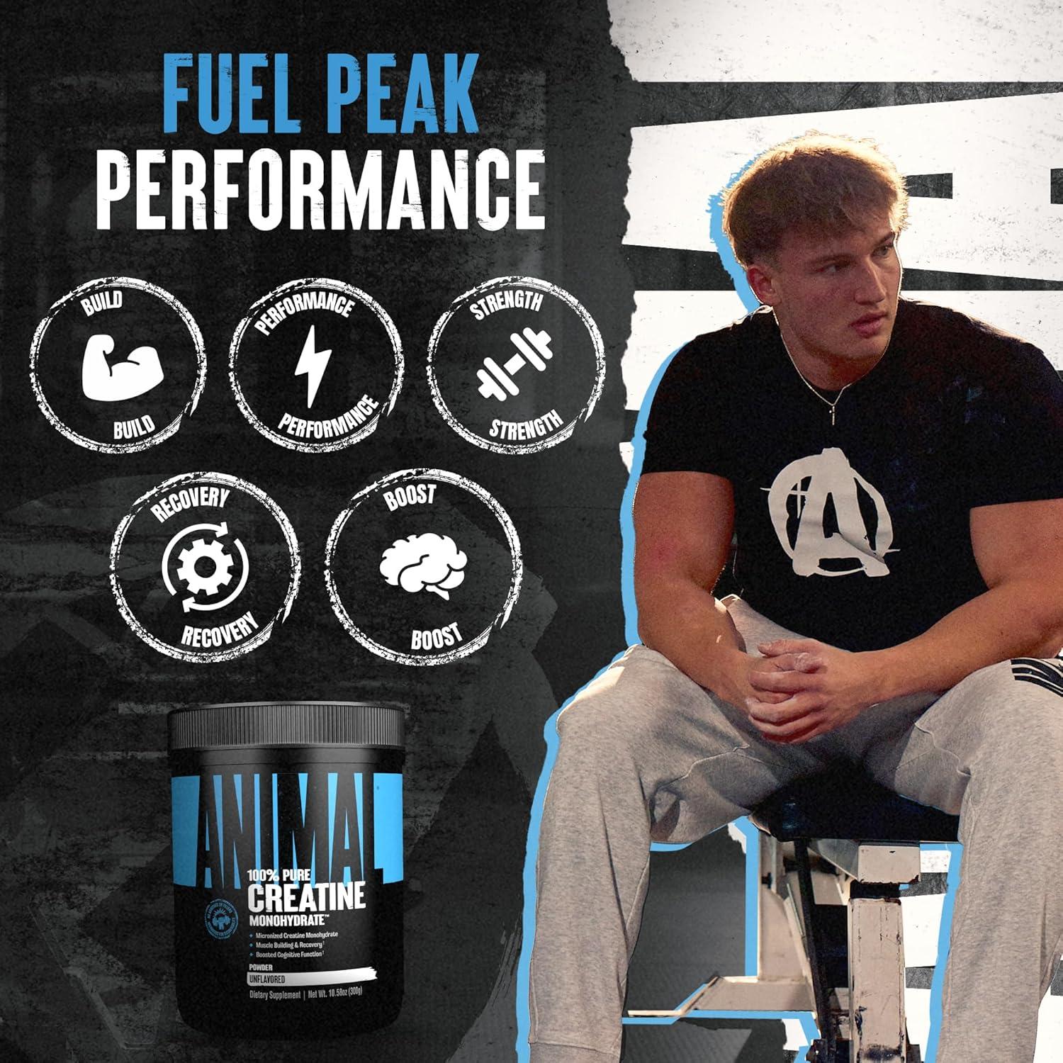 Creatina Monohidratada Animal 300g - Sin Sabor, Aumenta Fuerza