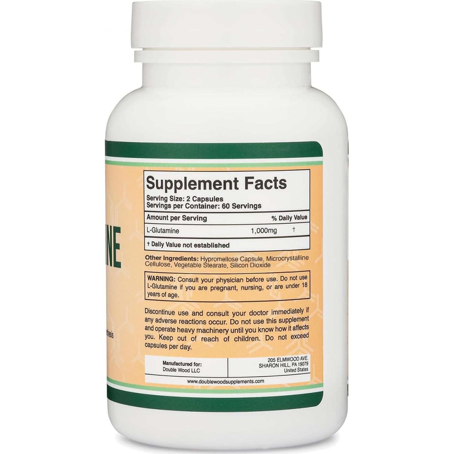 Cápsulas de L-Glutamina Double Wood 1000mg 120 cápsulas