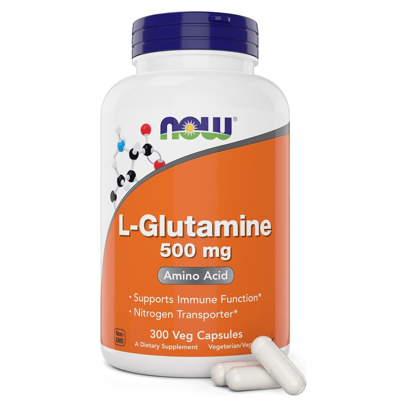 Now L-Glutamina 500mg 300 Cápsulas Veganas - Suplemento No-OGM