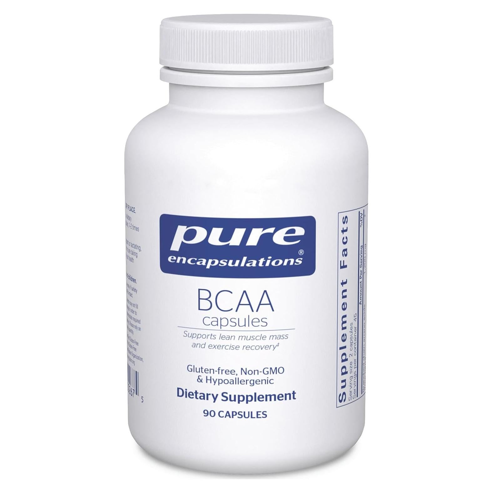 Cápsulas BCAA Pure Encapsulations 90 Unidades Suplemento Muscular