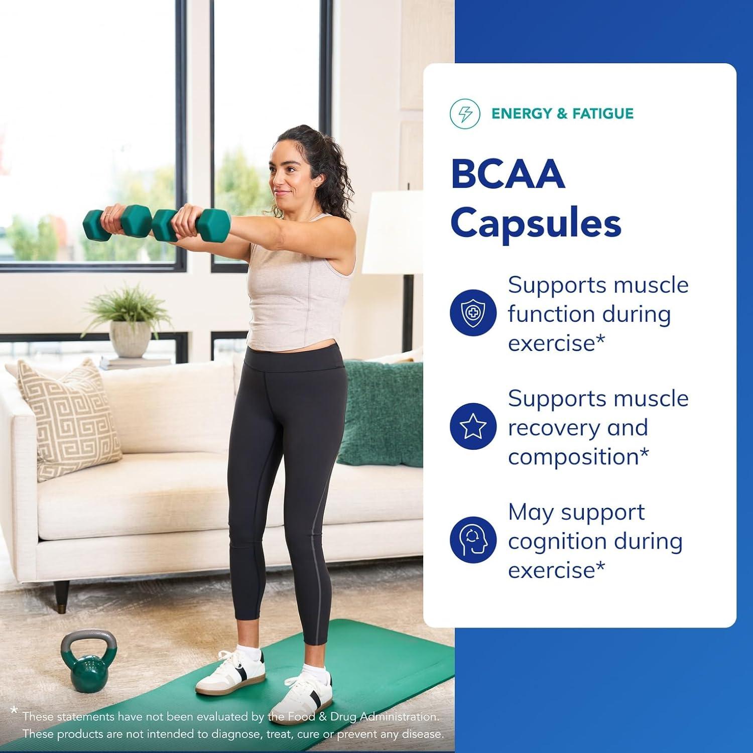 Cápsulas BCAA Pure Encapsulations 90 Unidades Suplemento Muscular