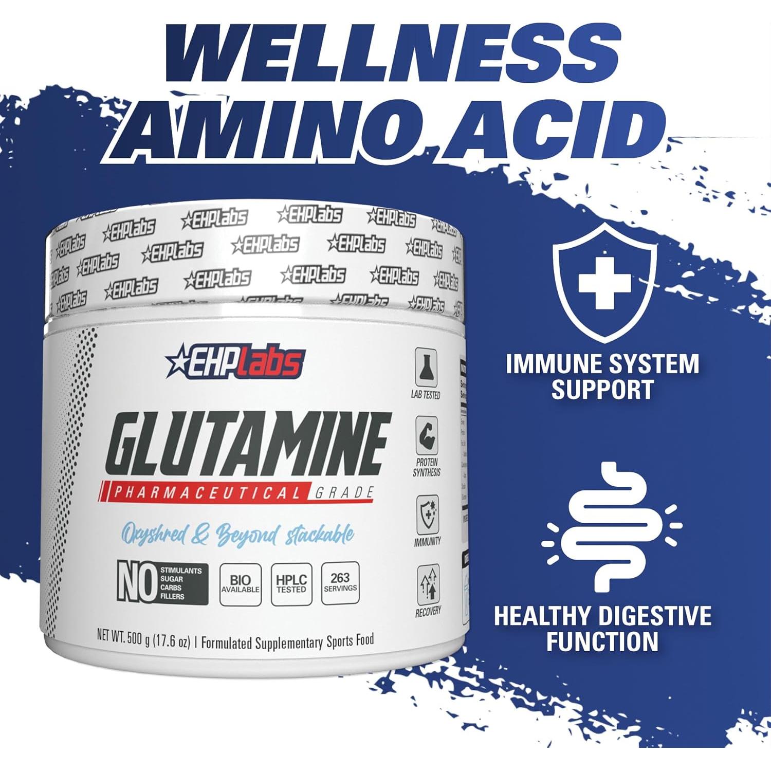 EHP Labs L-Glutamina 500g - Aminoácidos para Recuperación y Salud