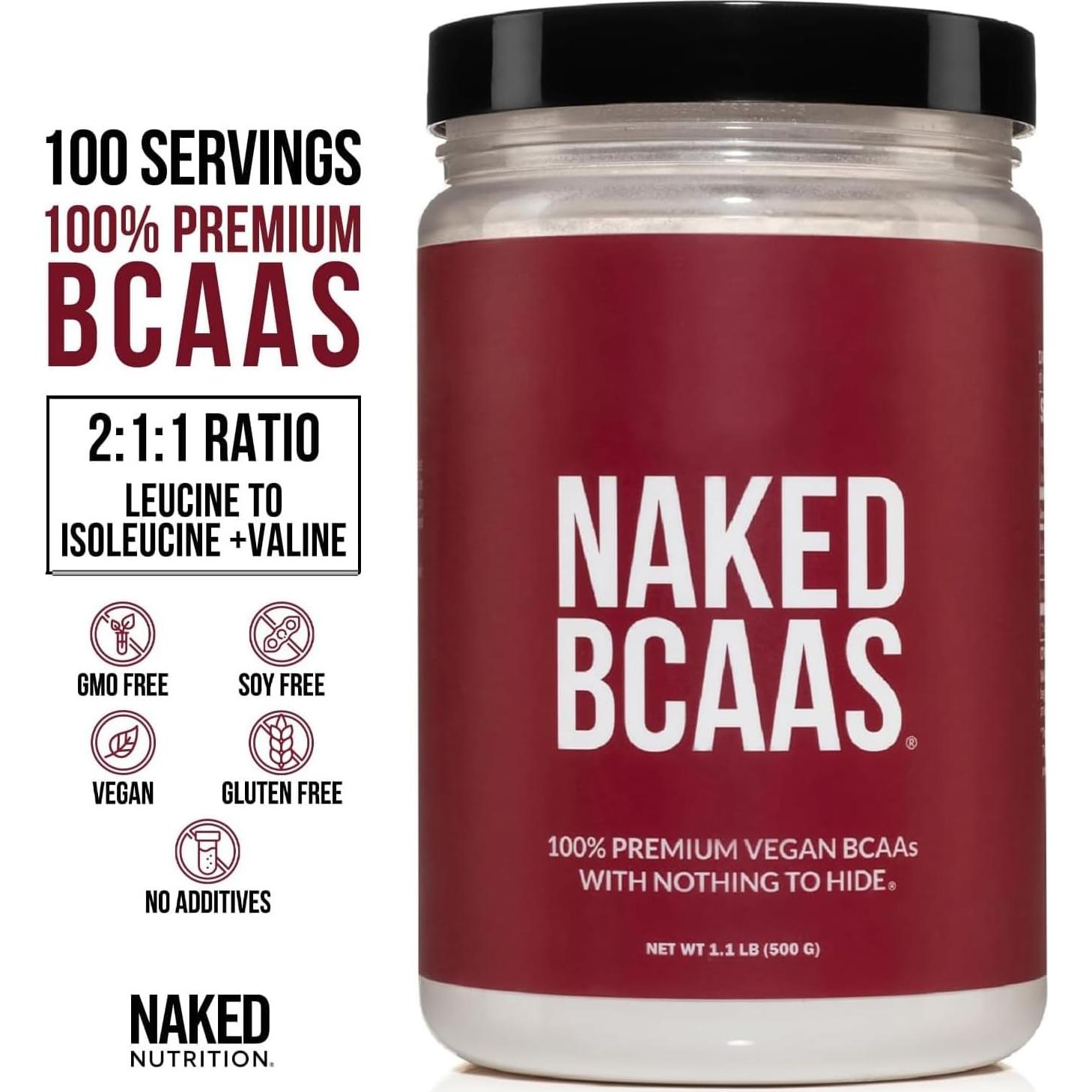 BCAA Naked Nutrition 500g - Aminoácidos Veganos 2:1:1
