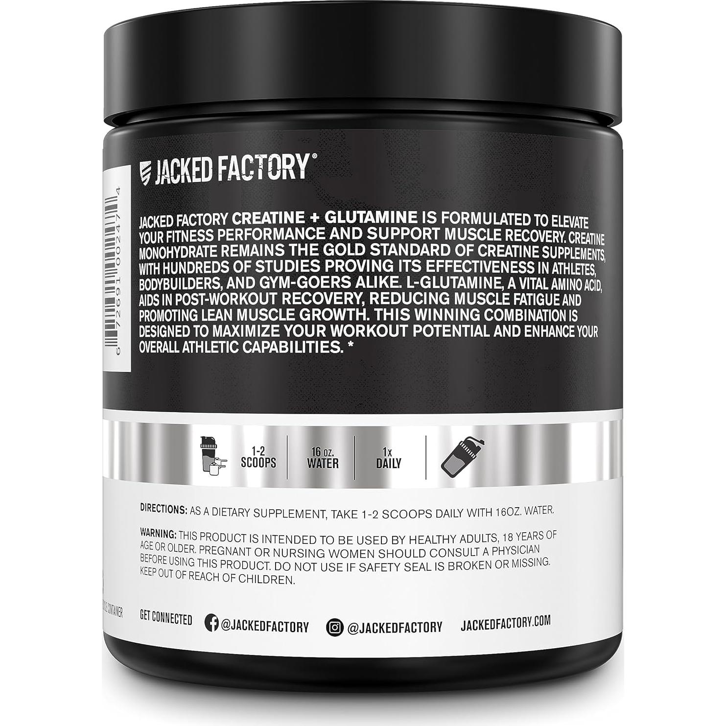 Suplemento Creatina + Glutamina Jacked Factory 30 Porciones