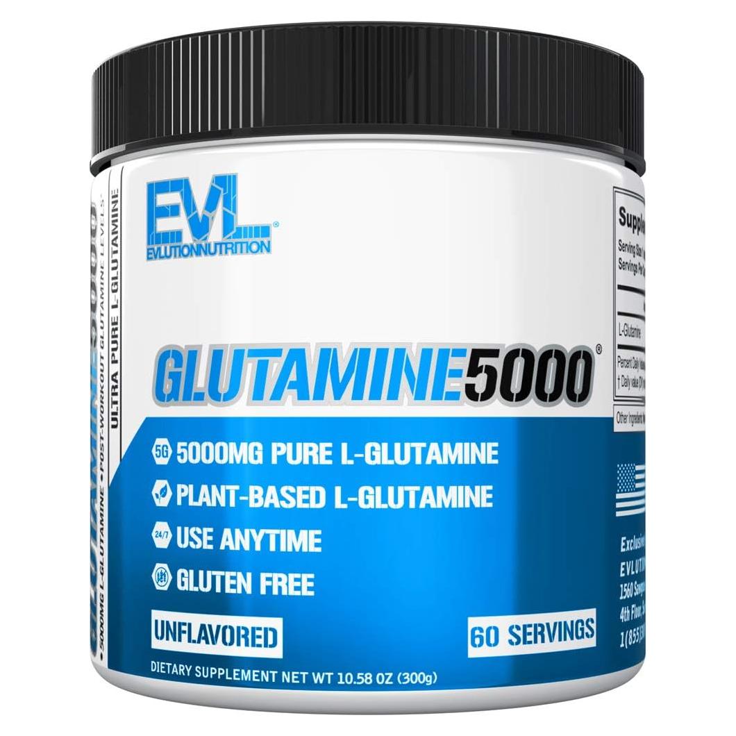 Suplemento de L-Glutamina Vegana Evlution 5000mg Sin Sabor
