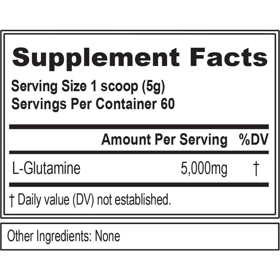Suplemento de L-Glutamina Vegana Evlution 5000mg Sin Sabor
