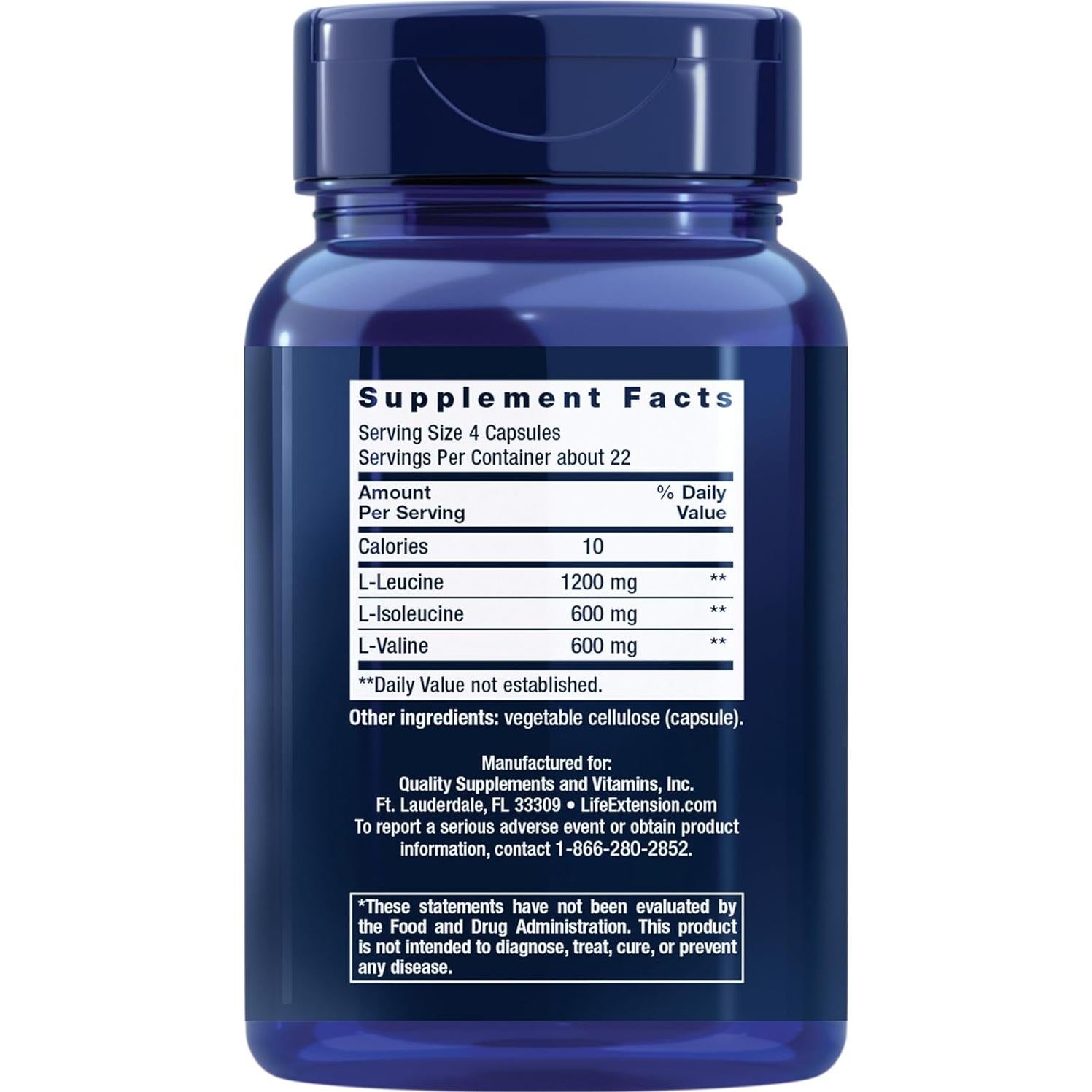 Aminoácidos de Cadena Ramificada Life Extension 90 Cápsulas