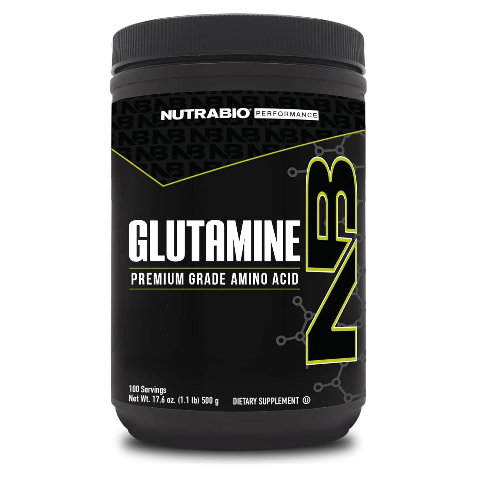 NutraBio L-Glutamina en Polvo 500g - Suplemento Puro para Recuperación