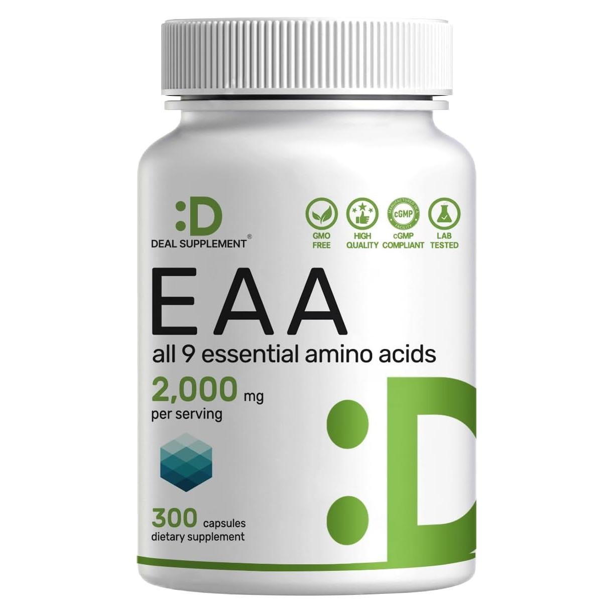 Aminoácidos Esenciales EAA 2000mg Deal Supplement 300 Cápsulas