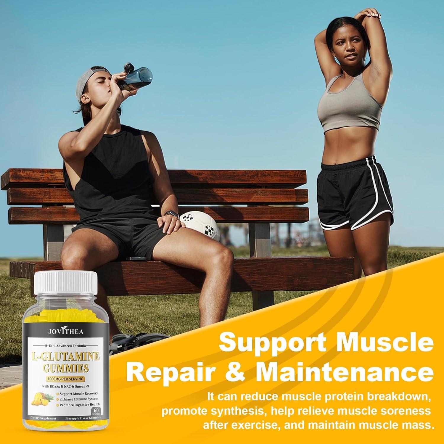 Gomitas de L-Glutamina 1000mg JOVITHEA 60 Unidades Sabor Piña