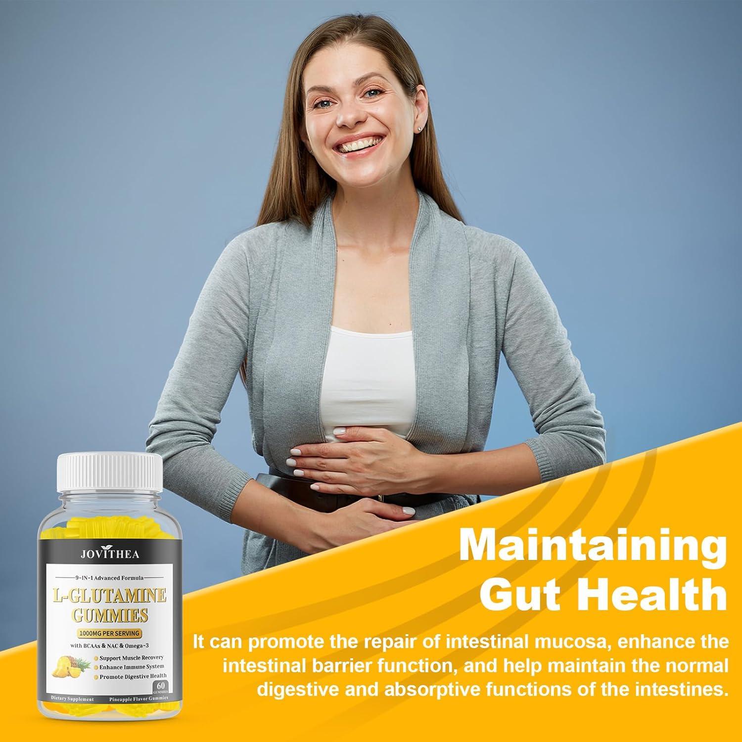 Gomitas de L-Glutamina 1000mg JOVITHEA 60 Unidades Sabor Piña