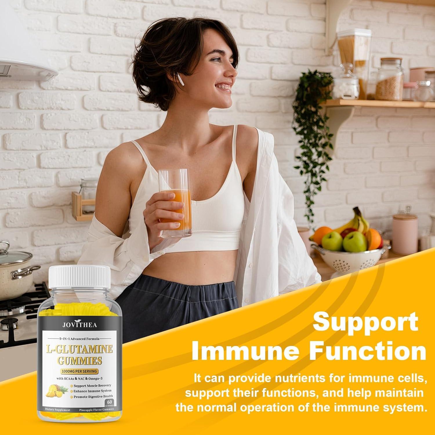 Gomitas de L-Glutamina 1000mg JOVITHEA 60 Unidades Sabor Piña