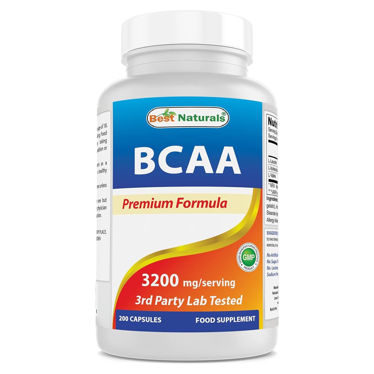 BCAA Mejores Naturales 3200mg 200 Cápsulas Suplemento Muscular
