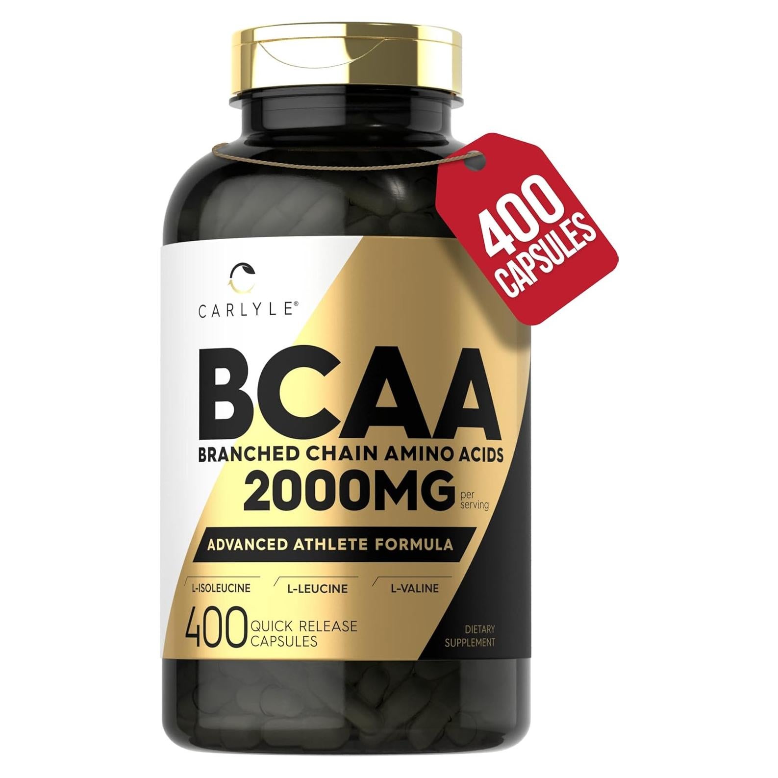 Cápsulas BCAA Carlyle 2000mg | 400 unidades | Sin OGM