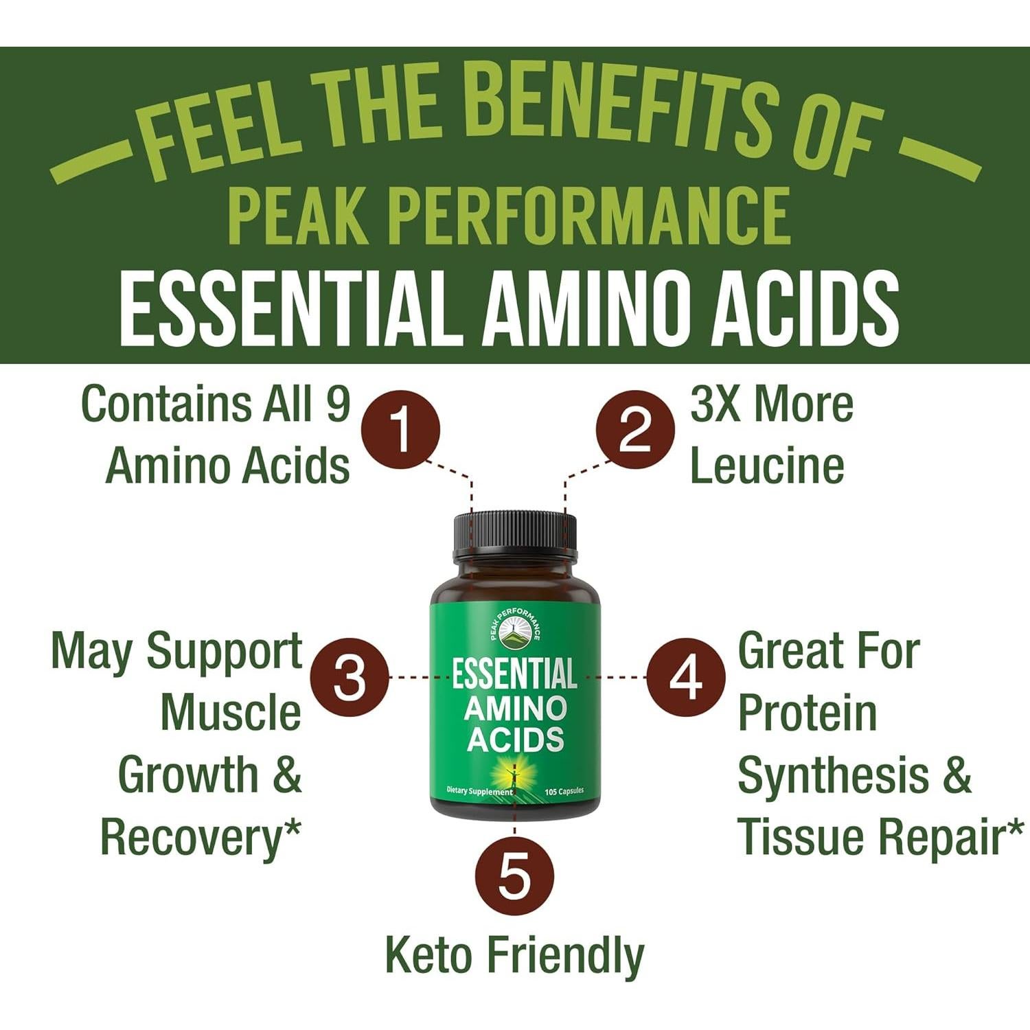 Suplemento de 9 Ácidos Amino Esenciales Peak Performance 132g