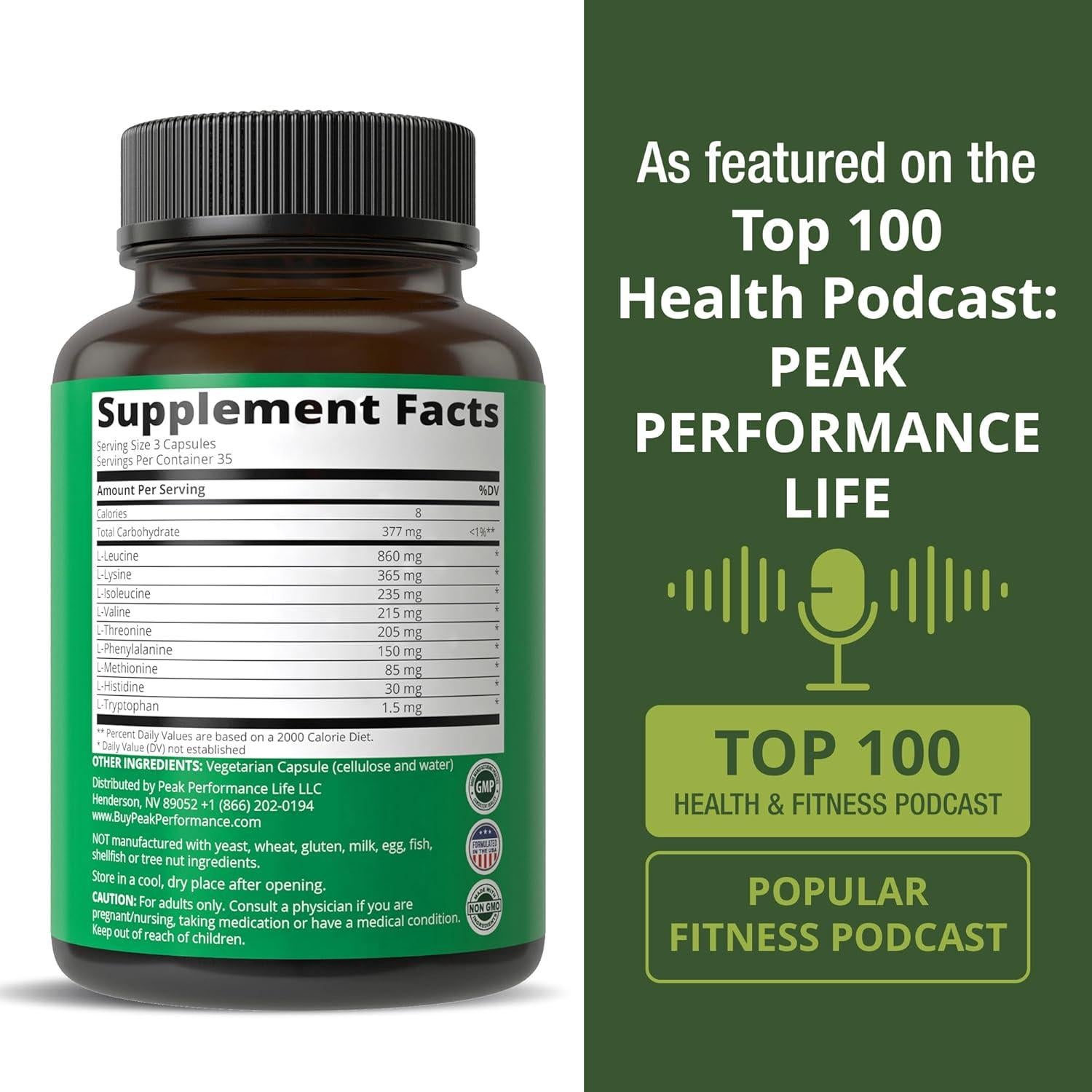 Suplemento de 9 Ácidos Amino Esenciales Peak Performance 132g