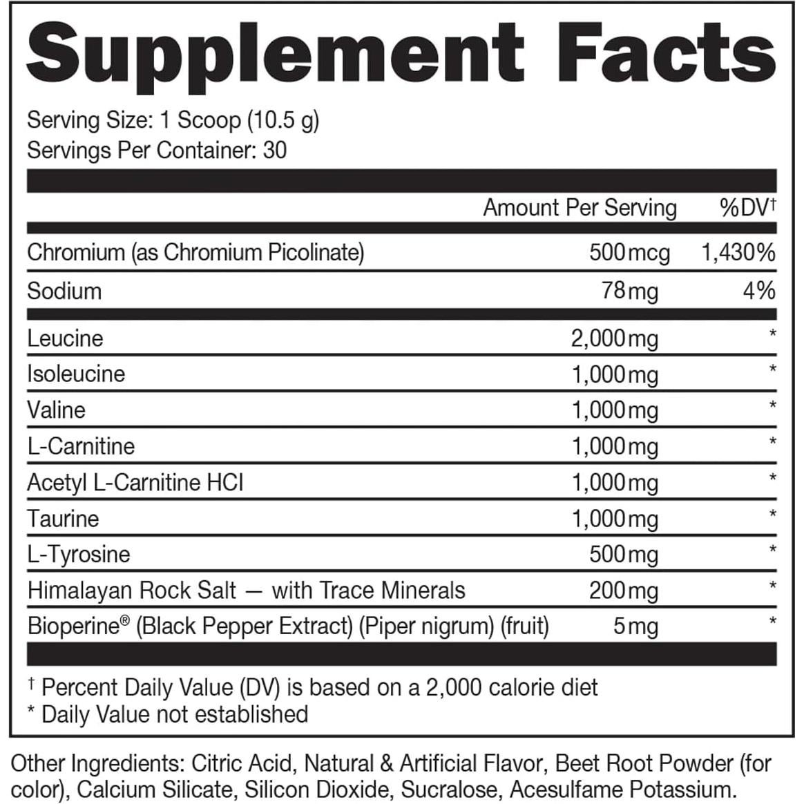BCAA Racked Bucked Up 288.9g - Aminoácidos para Recuperación